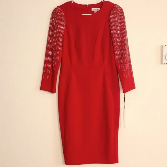 calvin klein red lace dress Red Dress, Calvin Klein ,red Dress , Size 10, Formal Dress , All Occasion  Dress